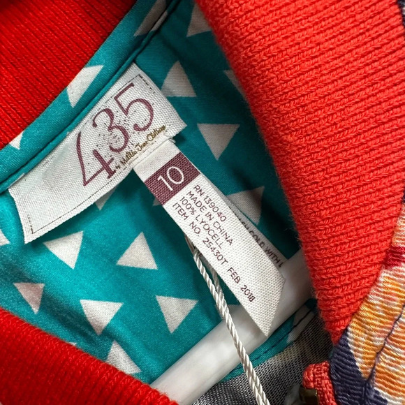 Matilda Jane Red and Green Bomber Jacket Eclectic Floral Style Girls Size 10 - Picture 6 of 7